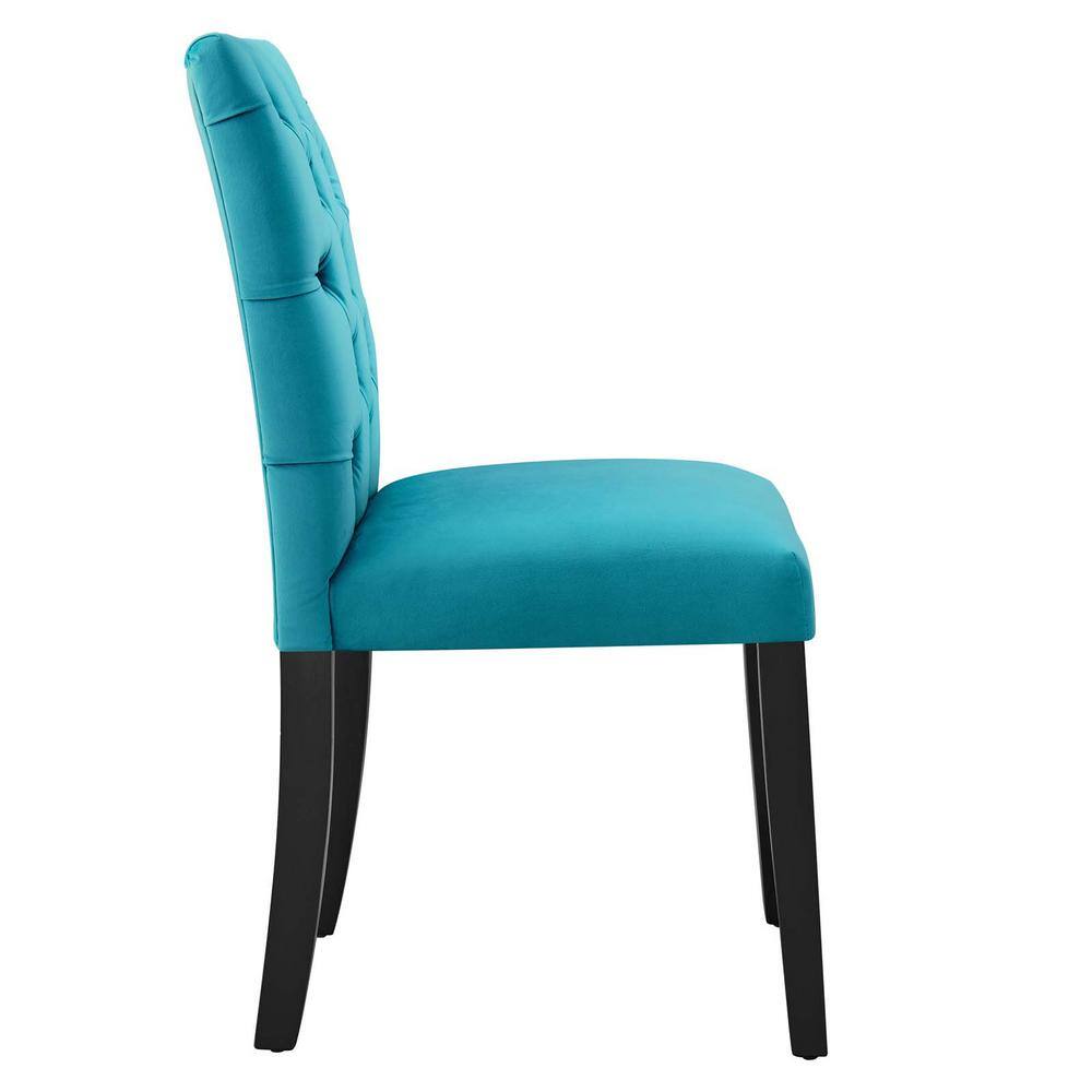 Blue Velvet Upholstered Wood Side Chair, 25" x 19" x 38"