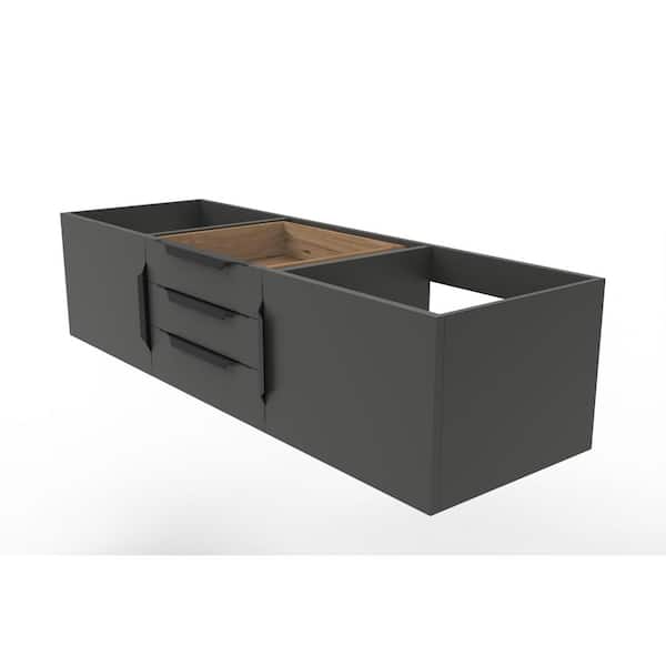 Alpine 59.5 in. W x 18.75 in. D x 14.25 in. H Bath Vanity Cabinet without Top in Matte Black with Black Trim