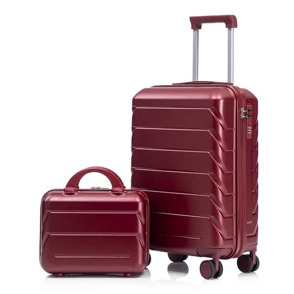 LIVACA 2-Piece Wine Red ABS Plastic Hardside Spinner Luggage Set