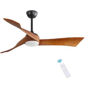 52 in. Integrated LED Matte Black Indoor/Outdoor Ceiling Fan with Solid Wood Blades and Reversible DC Motor