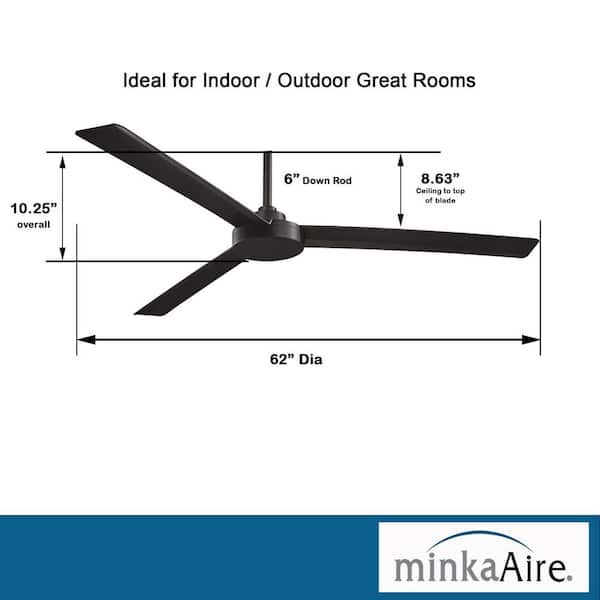 MINKA-AIRE Roto XL 62 in. Indoor/Outdoor Coal Ceiling Fan with