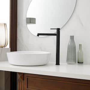Single Hole Single Handle Bathroom Vessel Sink Faucet With Supply Hose in Matte Black
