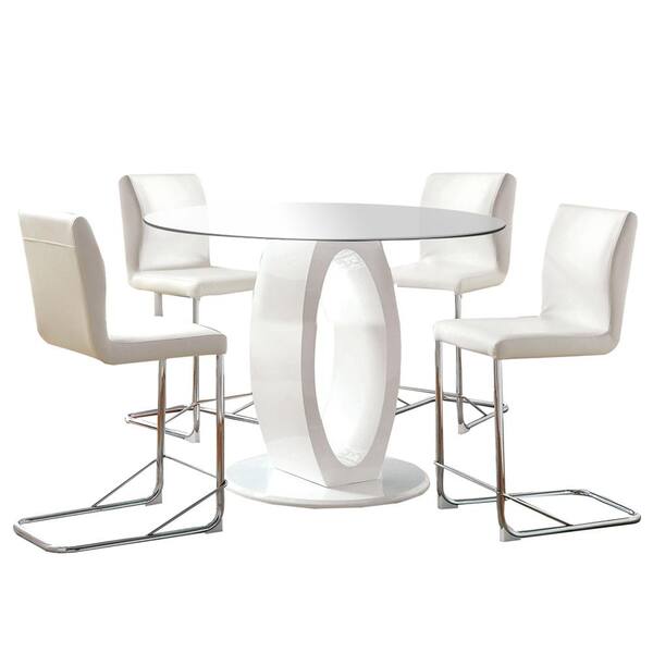 William's Home Furnishing Lodia ii White Table Set (4-Piece)