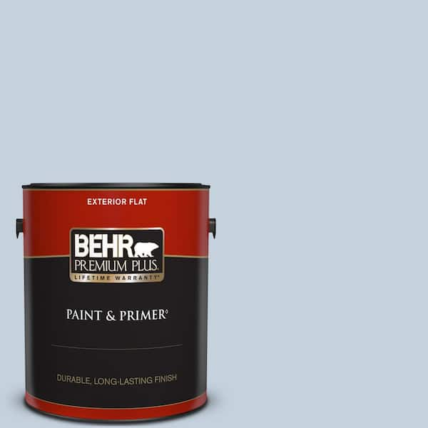 BEHR PREMIUM PLUS 1 gal. #S530-1 Soaring Sky Flat Exterior Paint & Primer