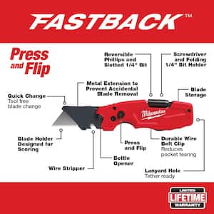 FASTBACK 6-in-1 Folding Utility Knife and 25 ft. Compact Auto Lock Tape Measure