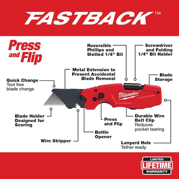 FASTBACK 6-in-1 Folding Utility Knife and 25 ft. Compact Auto Lock Tape Measure