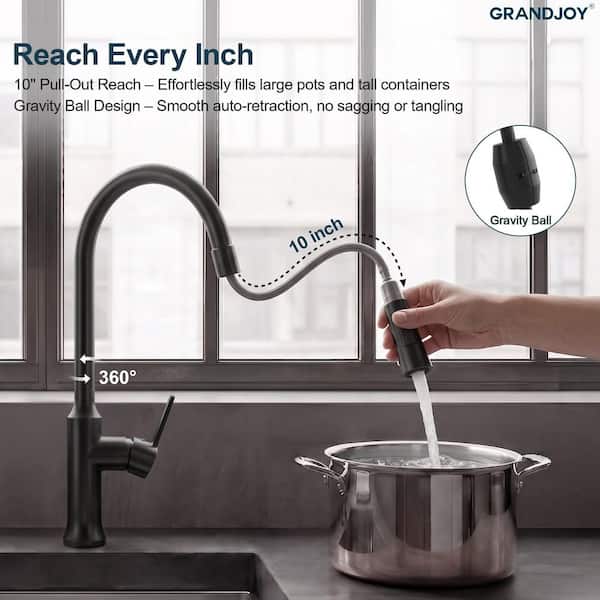GRANDJOY 18.6 in. High Arc Brass Single Handle Single Hole Pull