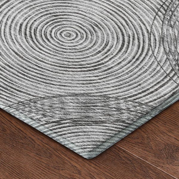 Mayfield Premium Machine Washable Abstract AMF2534 Silver 3 ft. x 4 ft. Area Rug