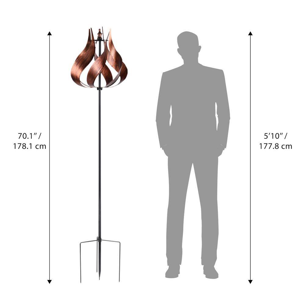 Outdoor 70.2" Copper Tulip Kinetic Windmill Sculpture
