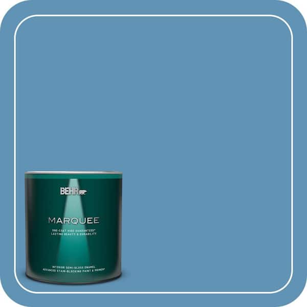 BEHR MARQUEE 1 qt. #MQ5-56 Empire Blue One-Coat Hide Semi-Gloss Enamel Interior Paint & Primer