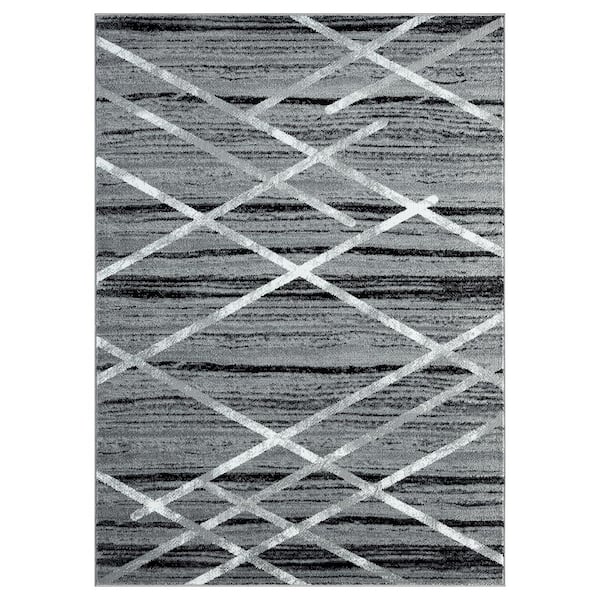 CONTEXT Breeze Gray 2 ft. x 3 ft. Contemporary Modern Lattice Polypropylene Area Rug