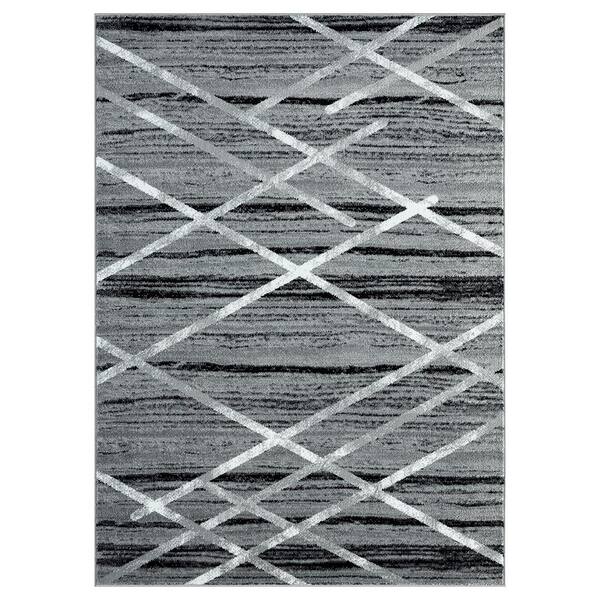 CONTEXT Breeze Gray 5 ft. x 7 ft. Contemporary Modern Lattice Polypropylene Area Rug