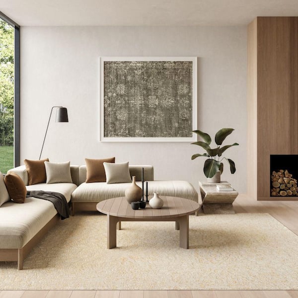 Ambiance Ivory Gold 8 ft. x 10 ft. Abstract Contemporary Area Rug