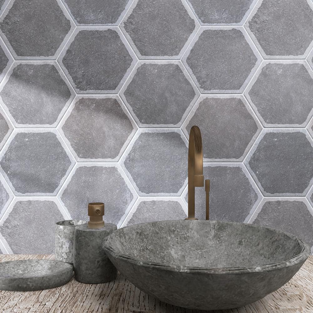Décor Grafito Hexagon Porcelain Floor and Wall Tile