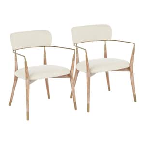 Savannah Chair in Cream Noise Fabric, White Washed Wood, and Copper Accents (Set of 2)