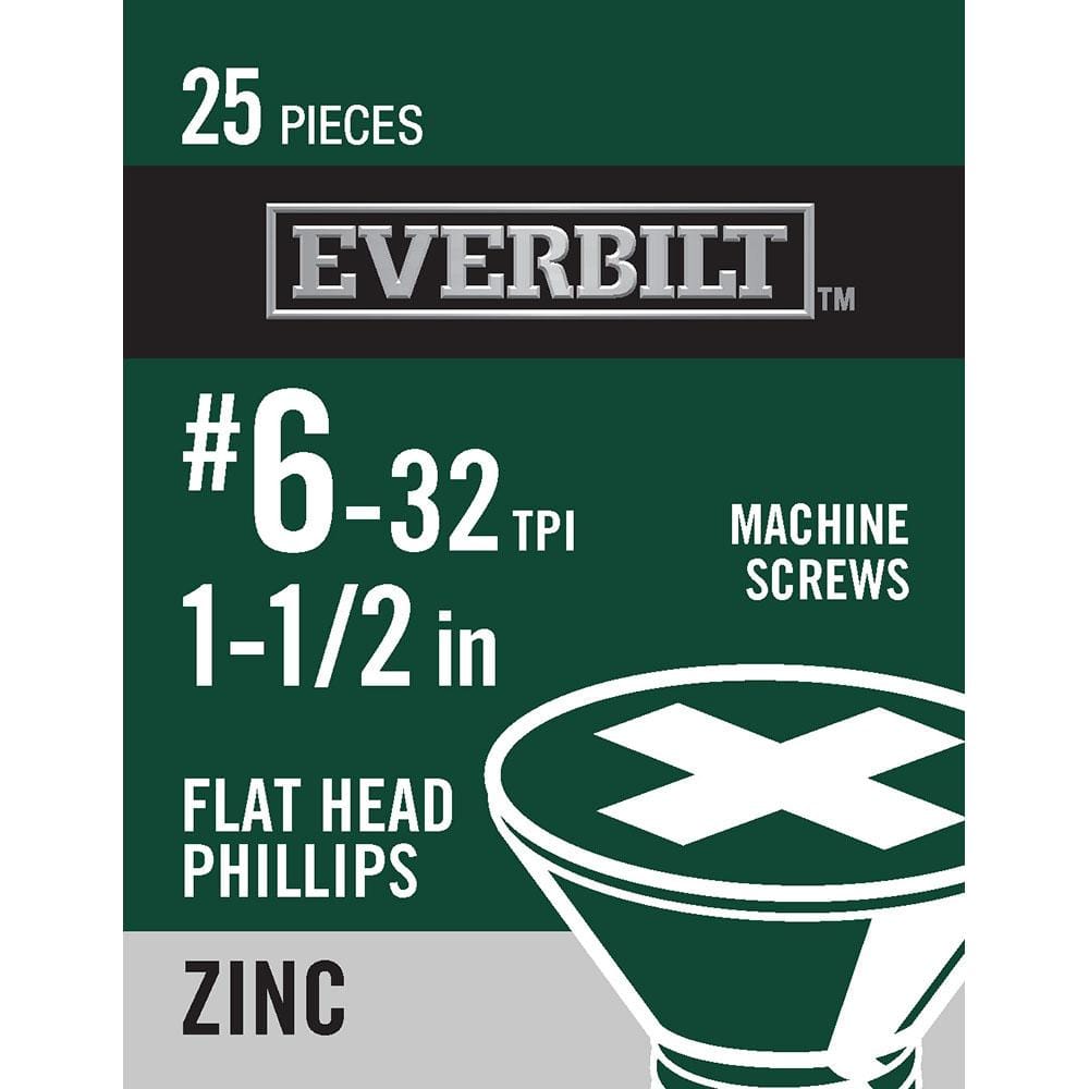 "#6-32 x 1-1/2 in. Phillips Flat Head Zinc Plated Machine Screw (25-Pack)" price history on PriceWatchPro