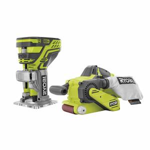 ONE+ 18V Lithium-Ion Brushless Cordless 3 in. x 18 in. Belt Sander and Fixed Base Trim Router (Tools Only)