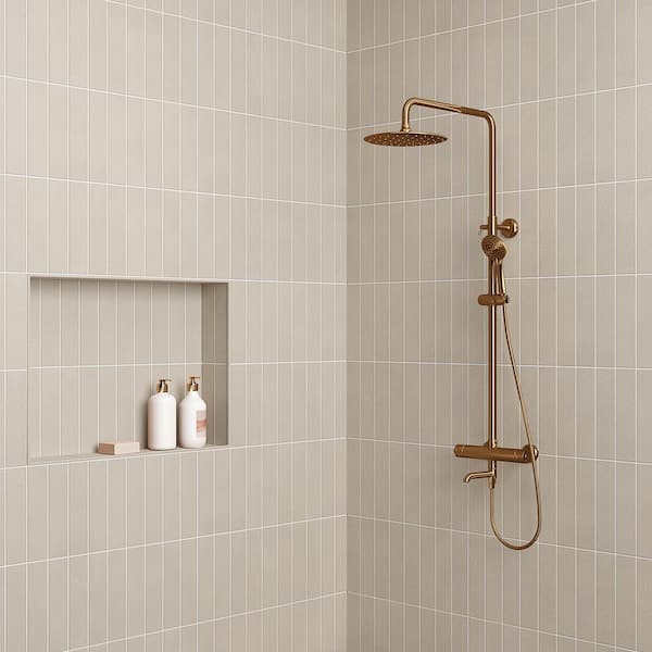 Bedrosians Celine Greige 2-in x 12-in Matte Porcelain Subway Floor and Wall Tile (5.48-sq. ft/ Carton)