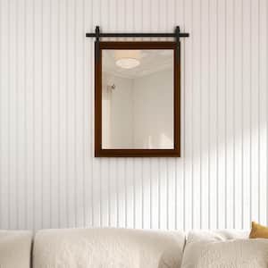 22 in. x 30 in. Farmhouse Mirror, Rustic Wooden Framed Wall Mirror for Bathroom, Entryway, Living Room