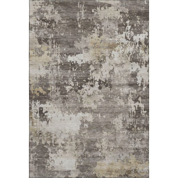 Mayfield Premium Machine Washable Abstract AMF2142 Taupe 10 ft. x 14 ft. Area Rug