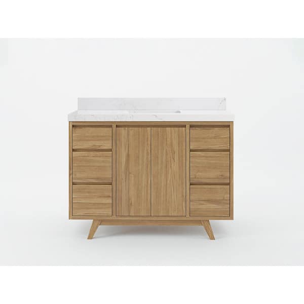 Willow Collections Madison Teak 48 in. W x 22 in. D x 36 in. H Bath Vanity in Golden Teak with 2 in Empira Quartz Top
