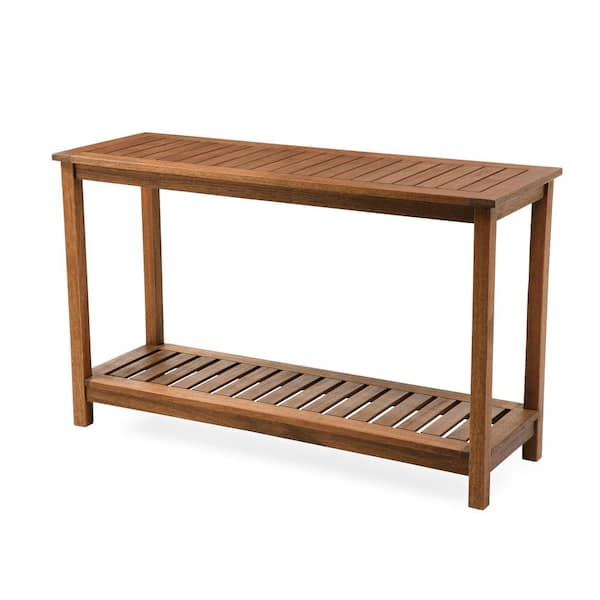 Lancaster 48 in. x 16 in. Natural Eucalyptus Wood Outdoor Accent Table