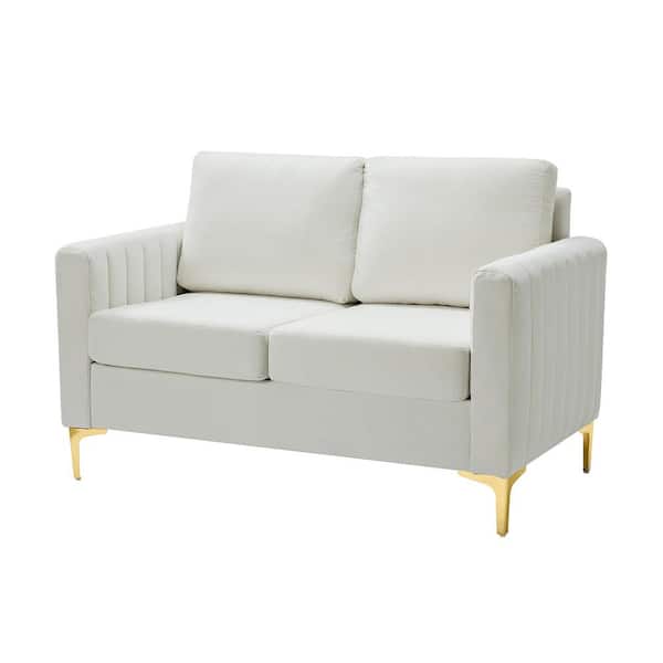 JAYDEN CREATION Ennomus 52.4" Ivory Loveseat with Removable Cushions