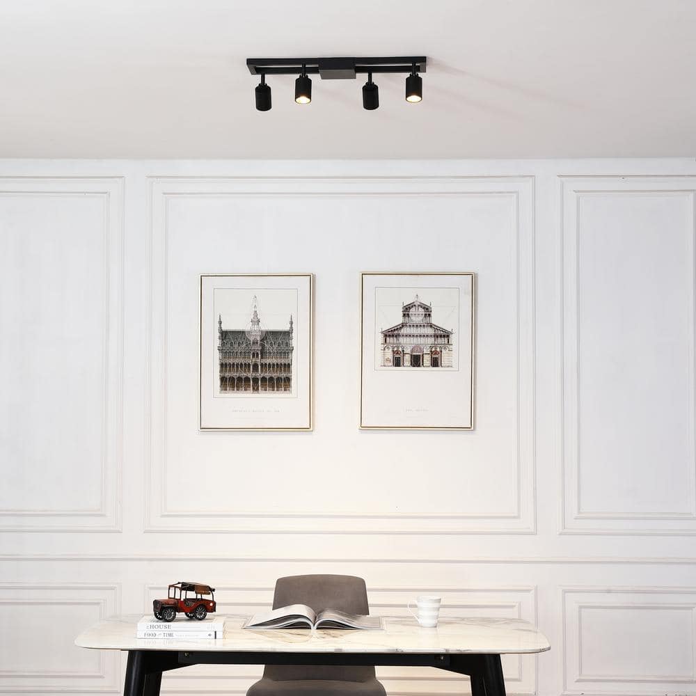 Shura Modern Black and Gold 4-Light LED Track Lighting Kit