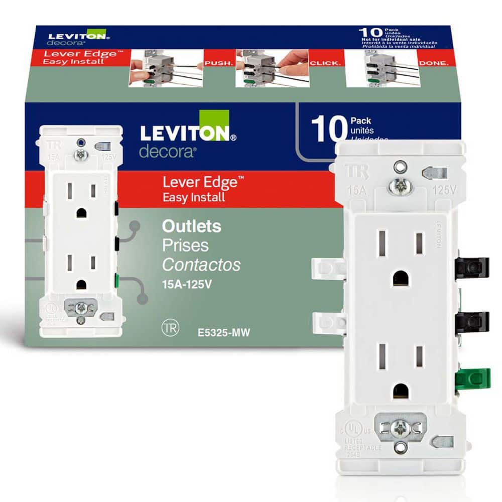 Decora Lever Edge 15 Amp 125 V Tamper Resistant Duplex Outlet/Receptacle, White (10-Pack) E5325-MW price history on PriceWatchPro