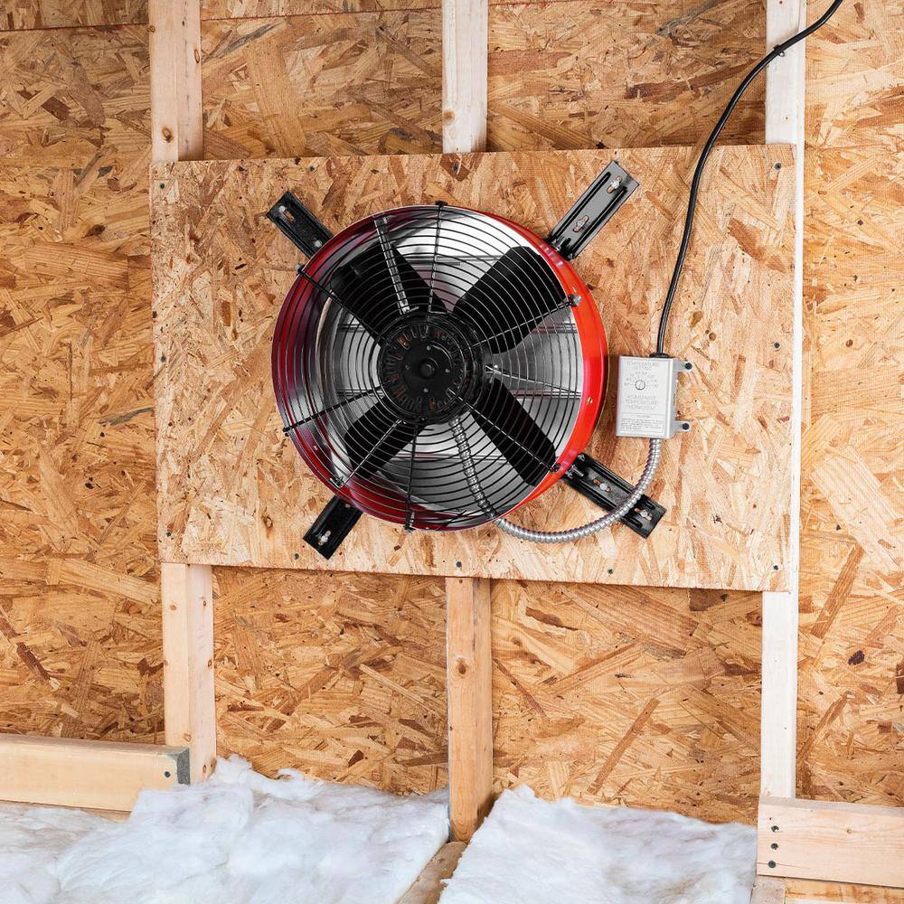 Red and Black Galvanized Steel Roof Mount Attic Fan