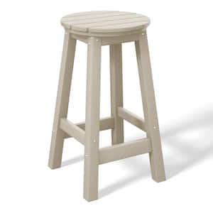 Laguna 24 in. Round HDPE Plastic Backless Counter Height Outdoor Dining Patio Bar Stool in Sand