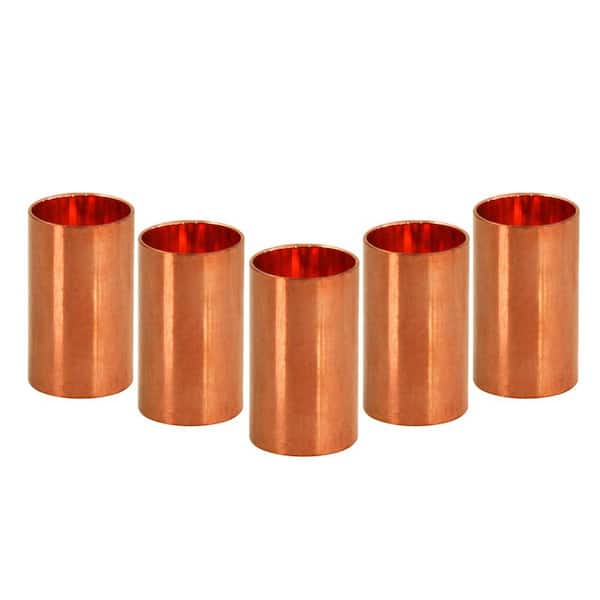 PLUMBFLEX 3/8 in. Straight Copper Coupling Fitting with Dimple Tube Stop (5-Pack)