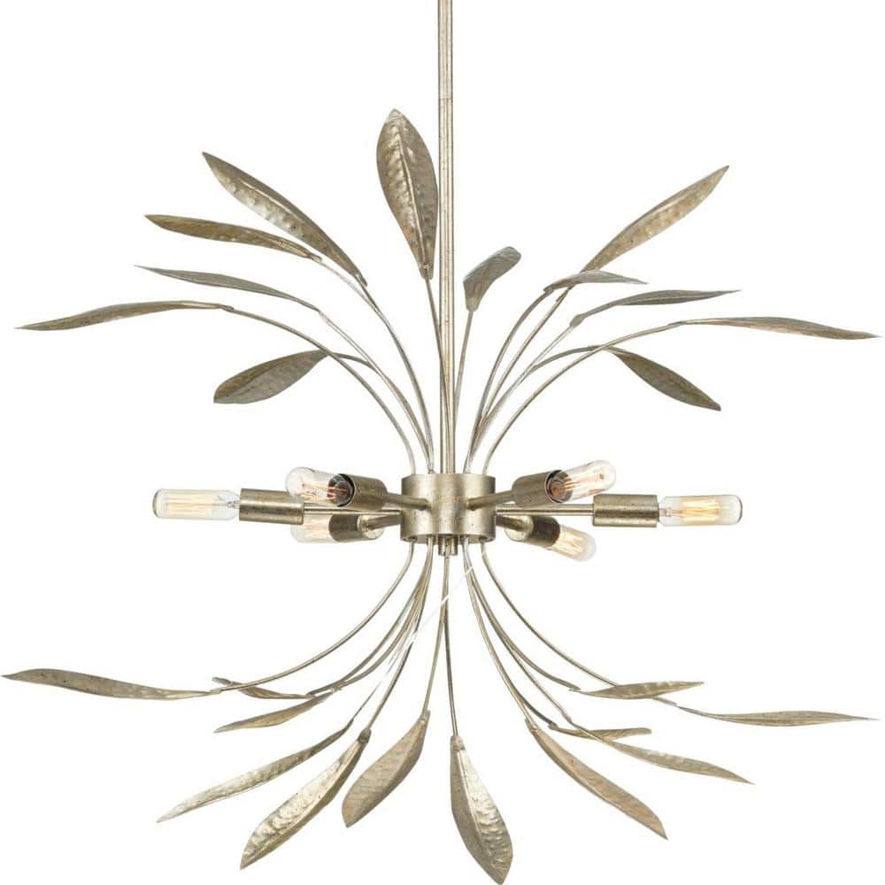 Progress Lighting Mariposa 5-Light Gilded Silver Glam Geometric Medium Hanging Pendant Light