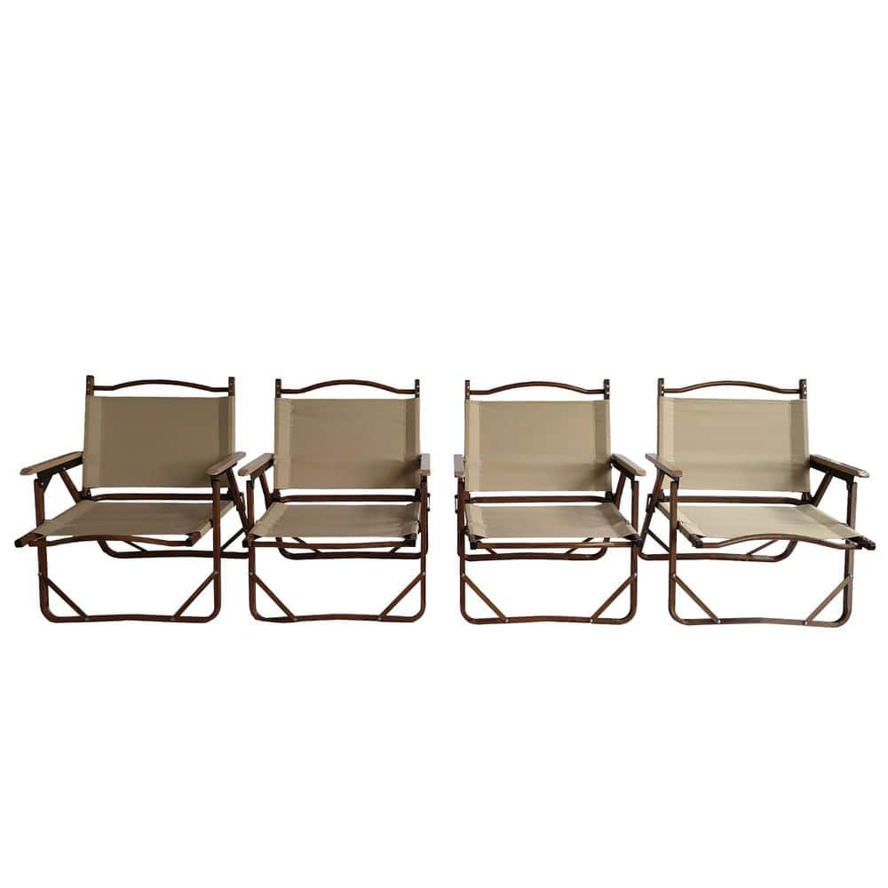 Natural Aluminium Folding Camping Chair (Set of 4) Portable