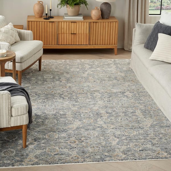 Nyle Charcoal 10 ft. x 14 ft. Distressed Transitional Area Rug