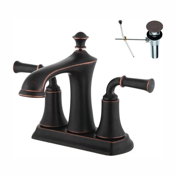 Yosemite Home Decor 4 in. Centerset 2-Handle Bathroom Faucet in Oil Rubbed Bronze with Pop-Up Drain
