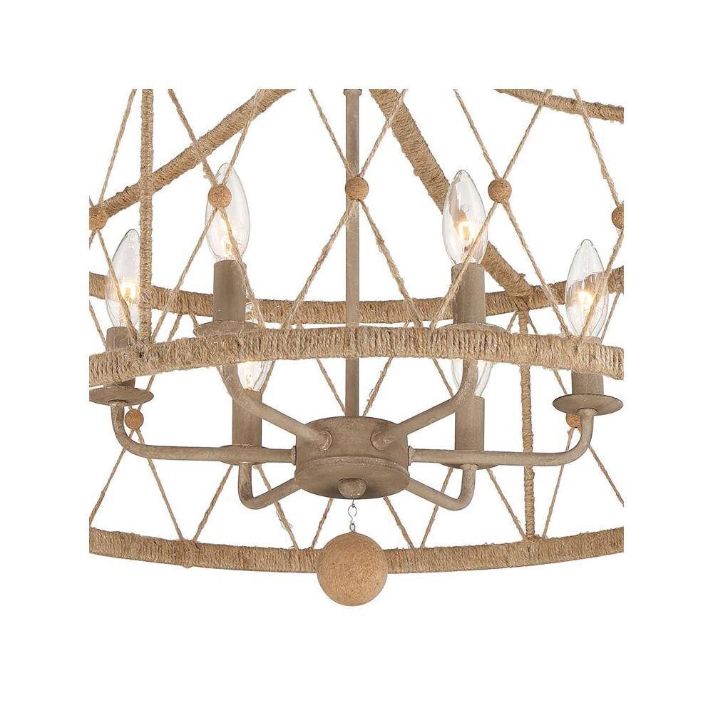 Brixton 6-Light Burnished Silver Drum Chandelier with Jute Accents