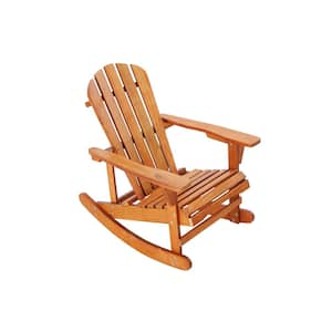 Solid Wood Outdoor Rocking Chair, Lounge Chair Furniture for Patio, Backyard, Garden - Walnut Brown