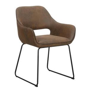 Samantha Antique Brown & Black Linen Arm Chair