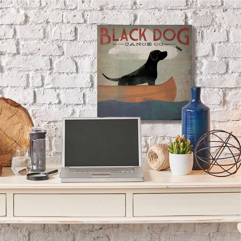 Black Dog Canoe Company Pet Boating Lake Sports Canvas Art