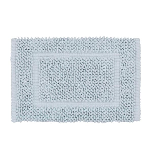 Jean Pierre New York Sophie Border Clear Pale Blue 27 in. x 45 in. Cotton Textured Bath Mat
