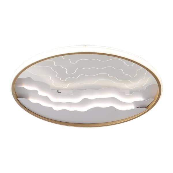 OUKANING 19.6 in. White Modern Round Flush Mount 3-Color Dimmable LED Ceiling Light for Bedroom Living Room, with Remote