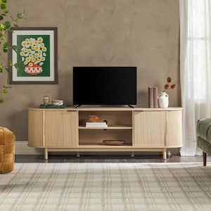 Modern Coastal Oak 70 in. Reeded TV Stand Fits TV's up to 75 in. with Open Storage