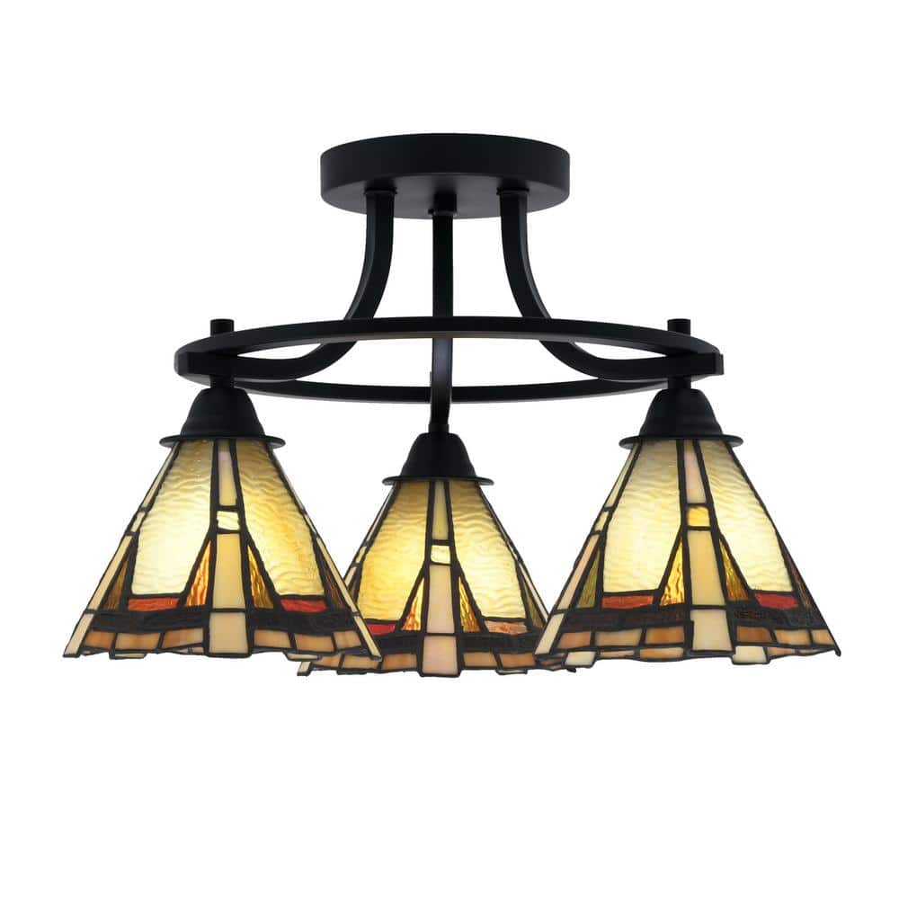 Madison 3-Light Semi-Flush Shown In Matte Black Finish With 17.5 in. Zion A