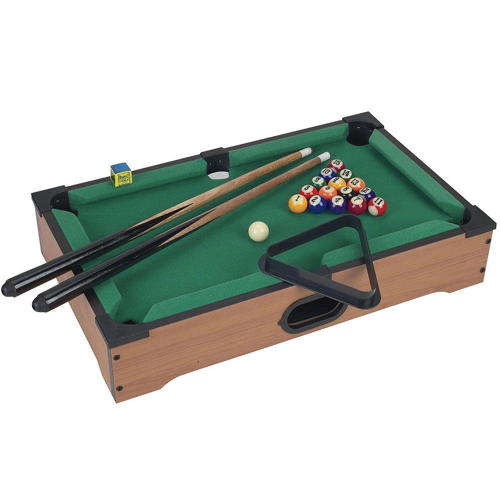 27" Mini Pool Table Wooden Tabletop Pool Set 16 Balls 2 CueS Chalk Triangle Game 
