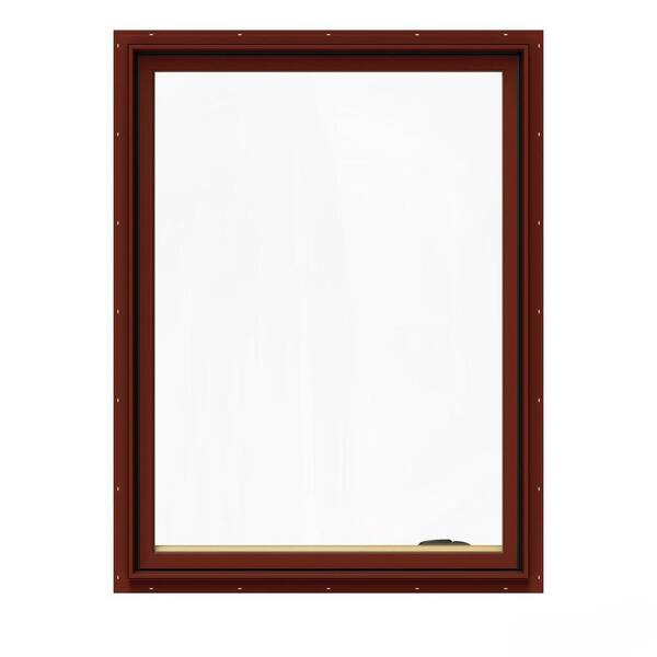 JELD-WEN 36.75 in. x 48.75 in. W-2500 Series Red Painted Clad Wood Right-Handed Casement Window with BetterVue Mesh Screen