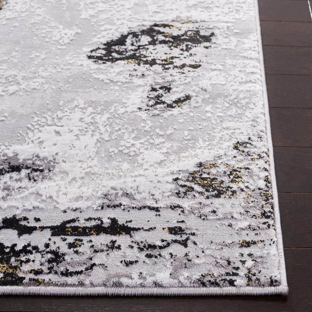 Amelia 9' x 12' Grey and Gold Synthetic Reversible Area Rug