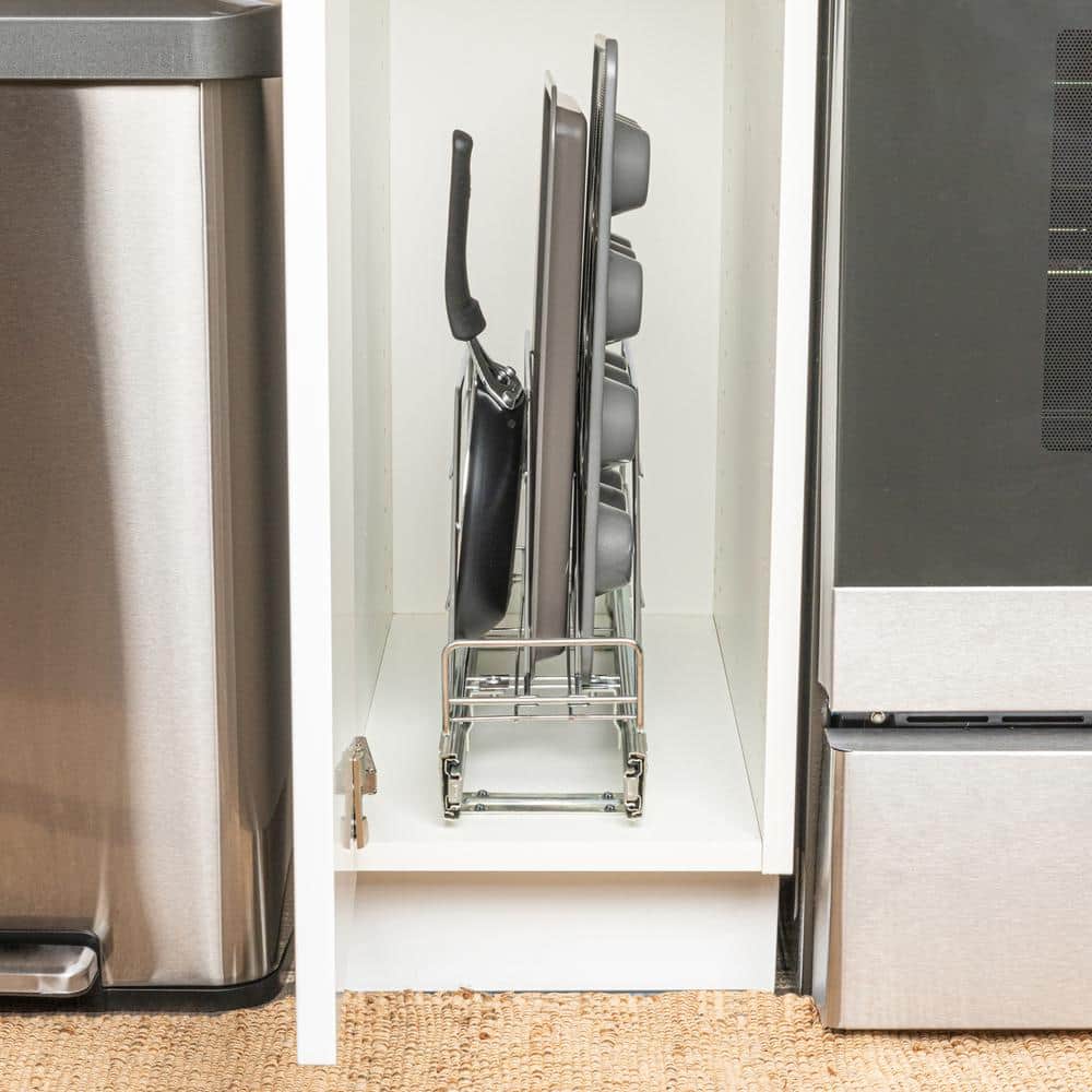 Chrome-Plated Steel Pull-Out Storage Organizer for Cookware