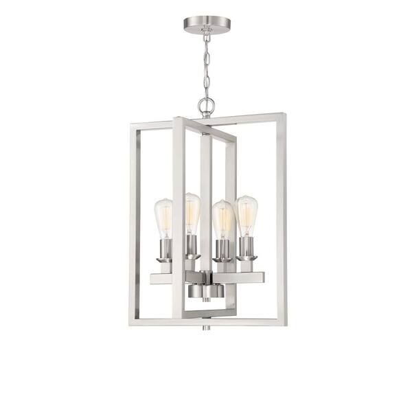 CRAFTMADE Chicago 100-Watt 4-Light Brushed Polished Nickel Finish Hanging Foyer Kitchen Dining Pendant Light, No Bulbs Included