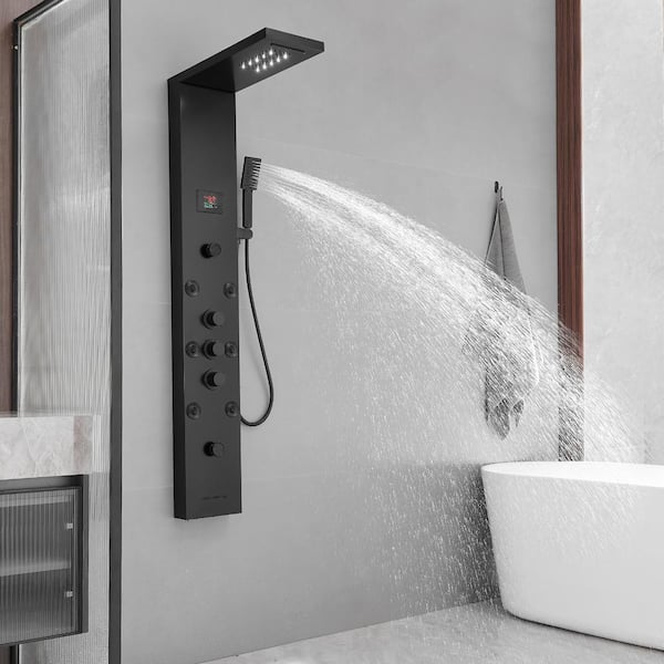 HOMEMYSTIQUE 5-in-1, 8-Jet Shower Panel Tower System with Rainfall